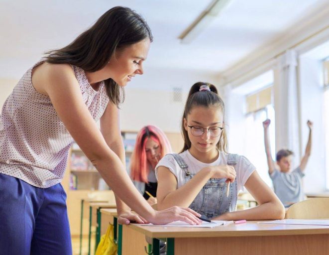 young woman teacher teaches lesson in class of tee 2022 02 22 04 30 51 utc 1024x683